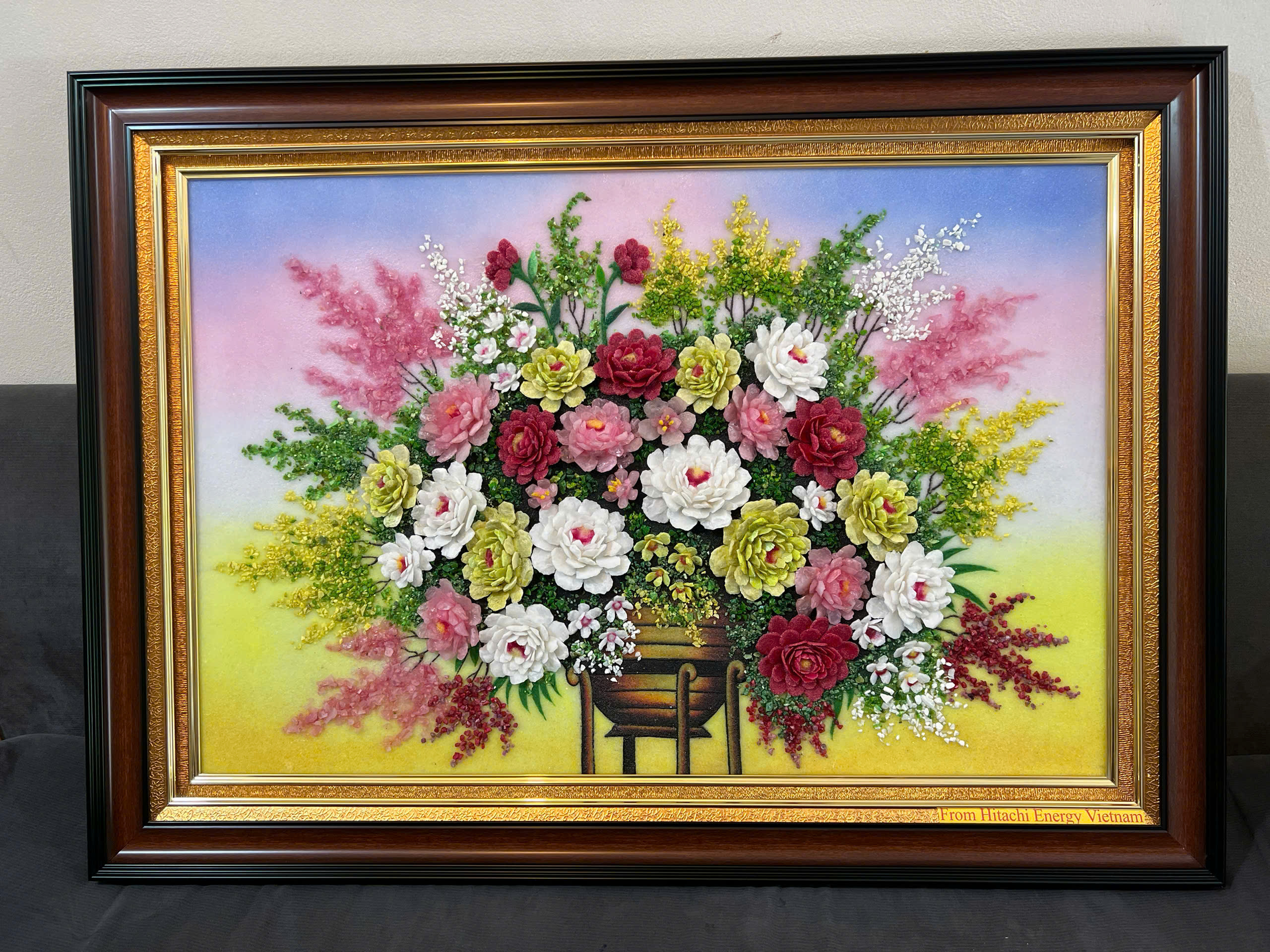 tranh đá quý lọ hoa 