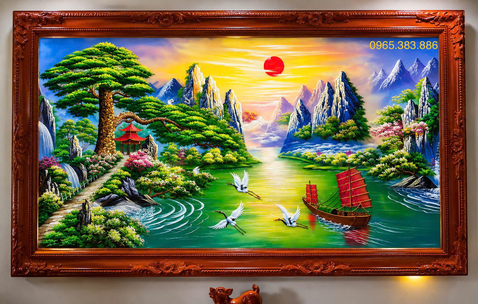 Tranh đá quý tùng đón khách N122