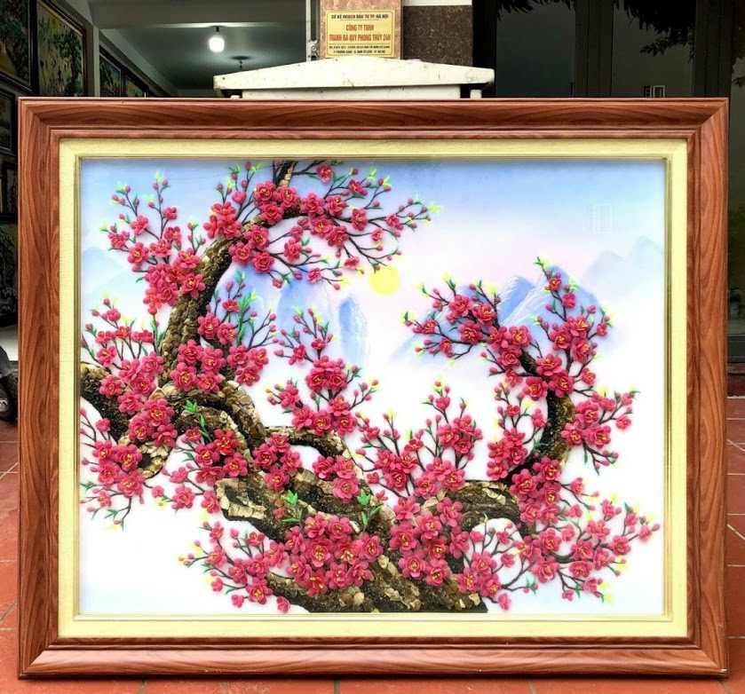 tranh hoa đào chữ tâm