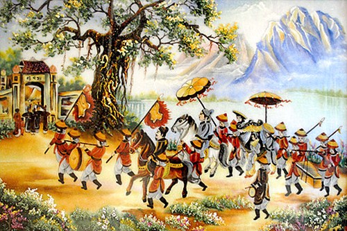 Tranh đá quý vinh quy bái tổ