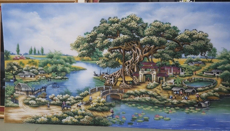 Tranh đá quý làng quê