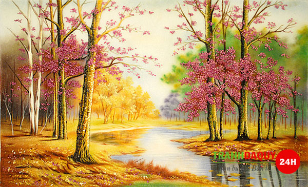 Tranh đá quý rừng lá đỏ