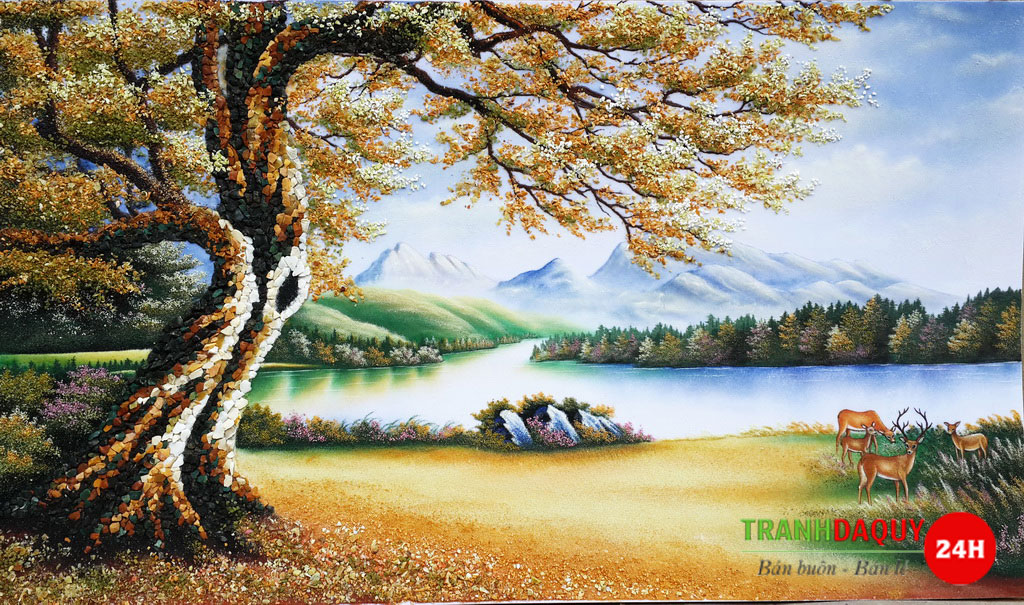 Tranh đá quý cây sồi vàng