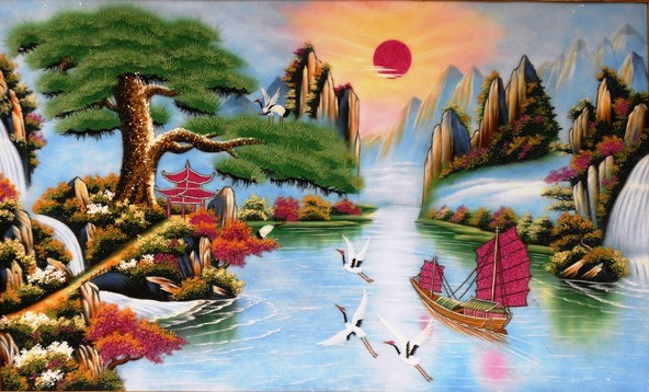 Tranh đá quý thuận buồm xuôi gió