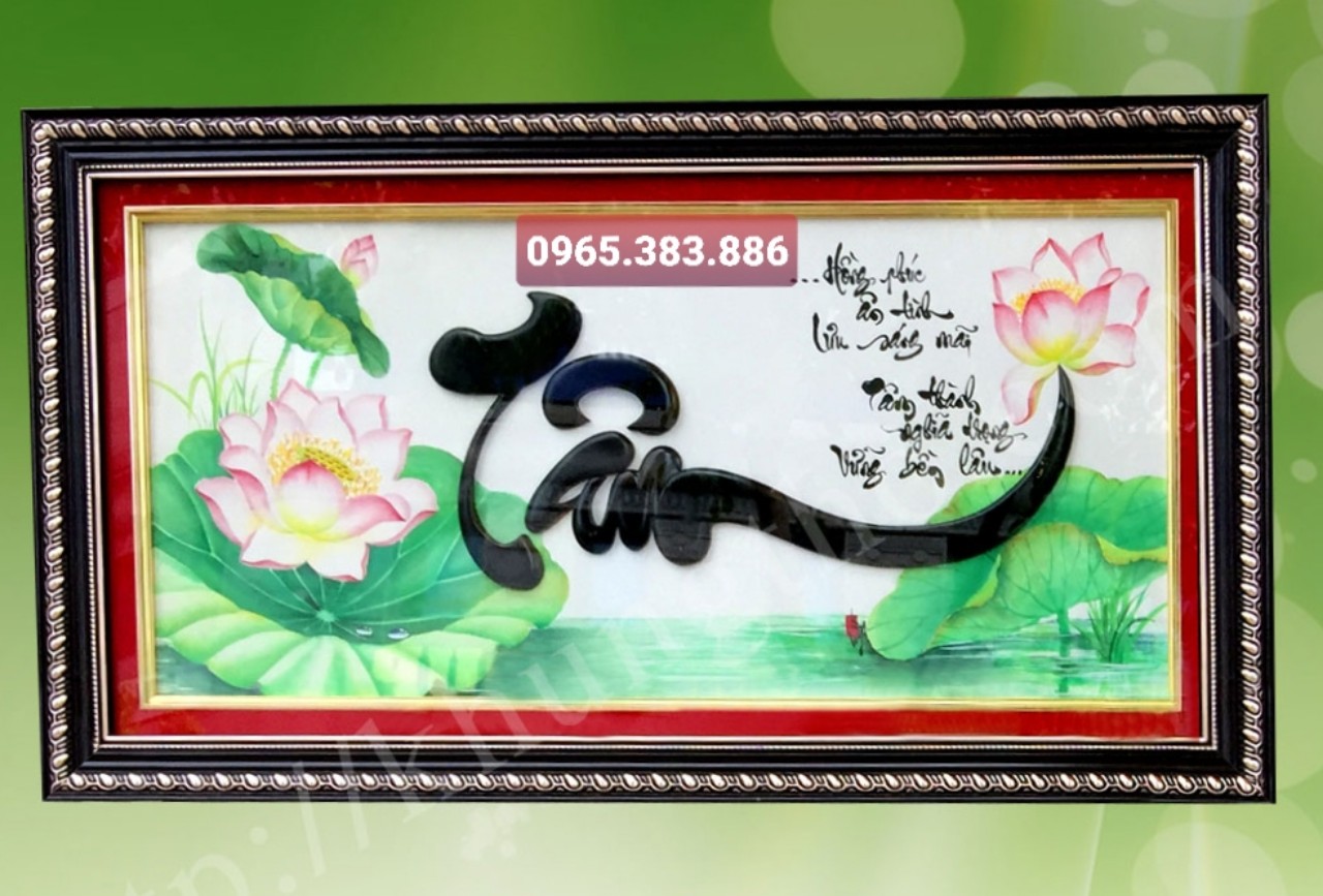 Tranh đá quý chữ Tâm