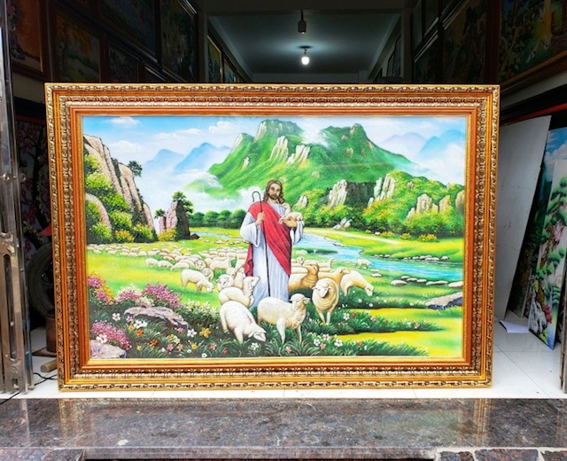 Tranh đá quý chúa Jesu chăn cừu