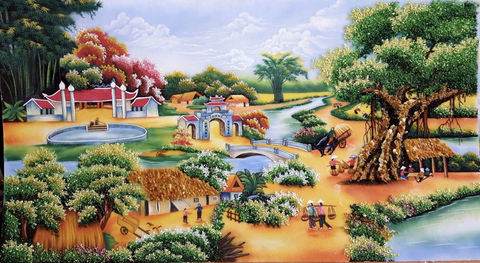 Tranh đá quý làng quê