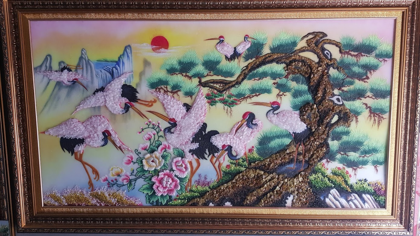 tranh đá quý tùng hạc đẹp nhất