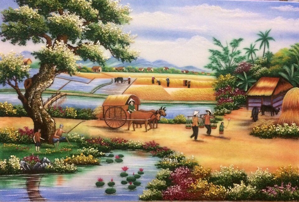 Tranh đá quý làng quê