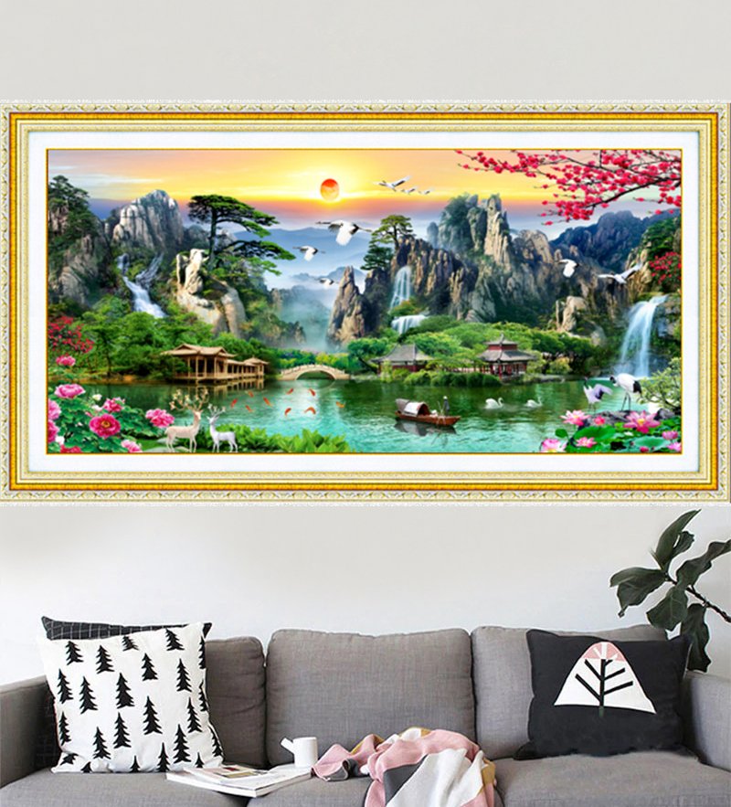 Tranh đá quý sơn thủy hữu tình