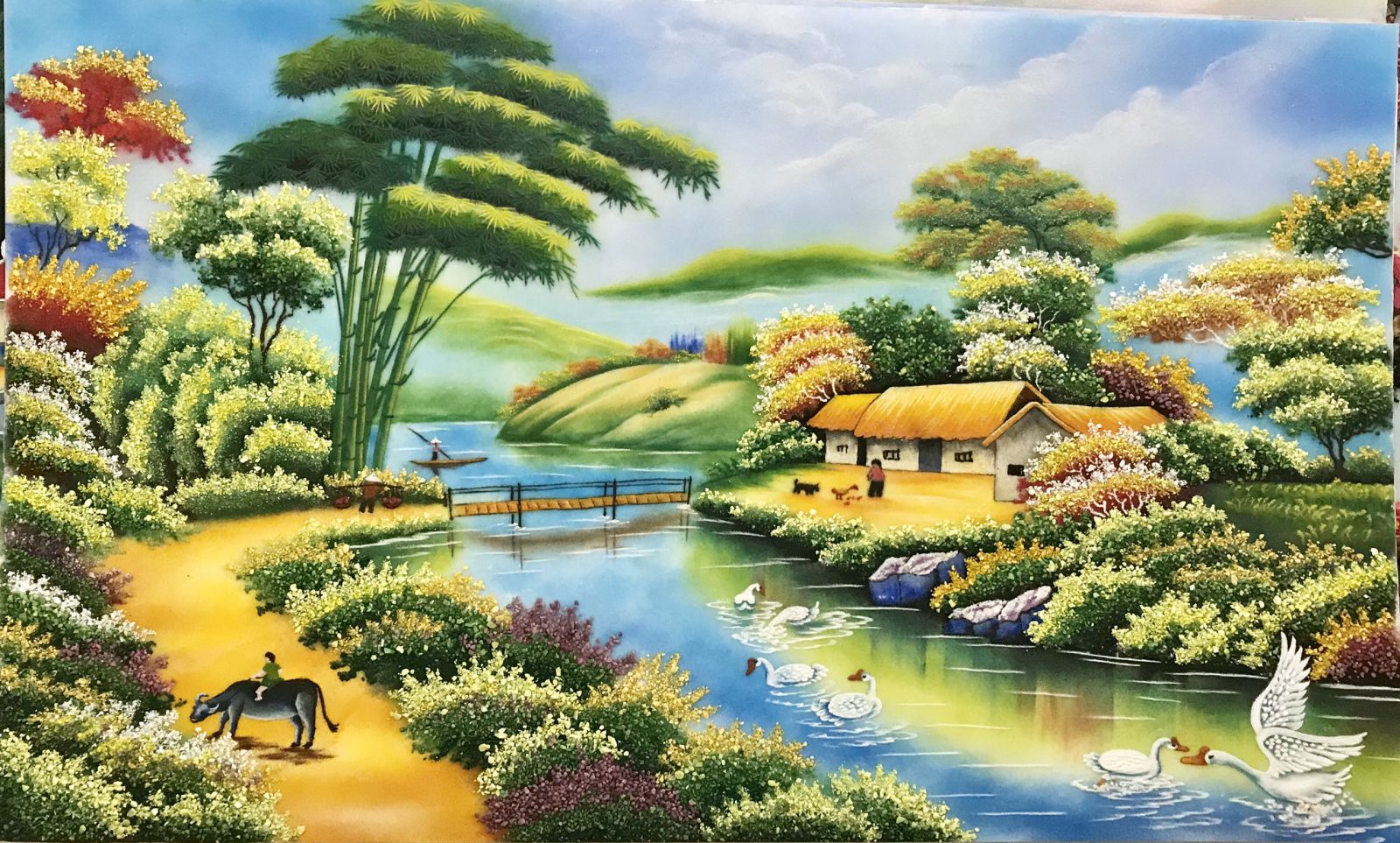 Tranh đá quý làng quê