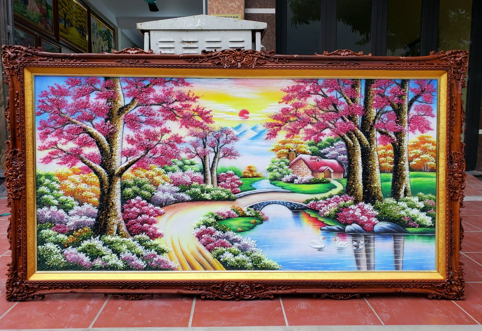 Tranh đá quý rừng lá đỏ