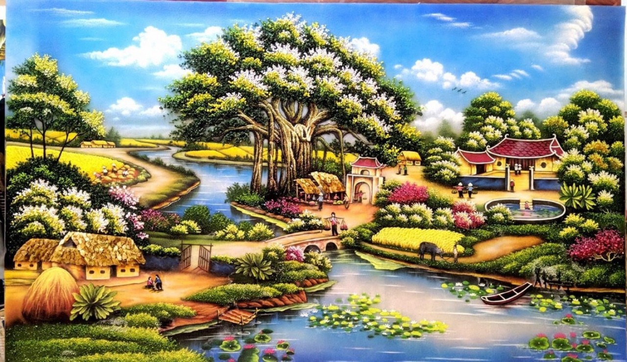 Tranh đá quý làng quê