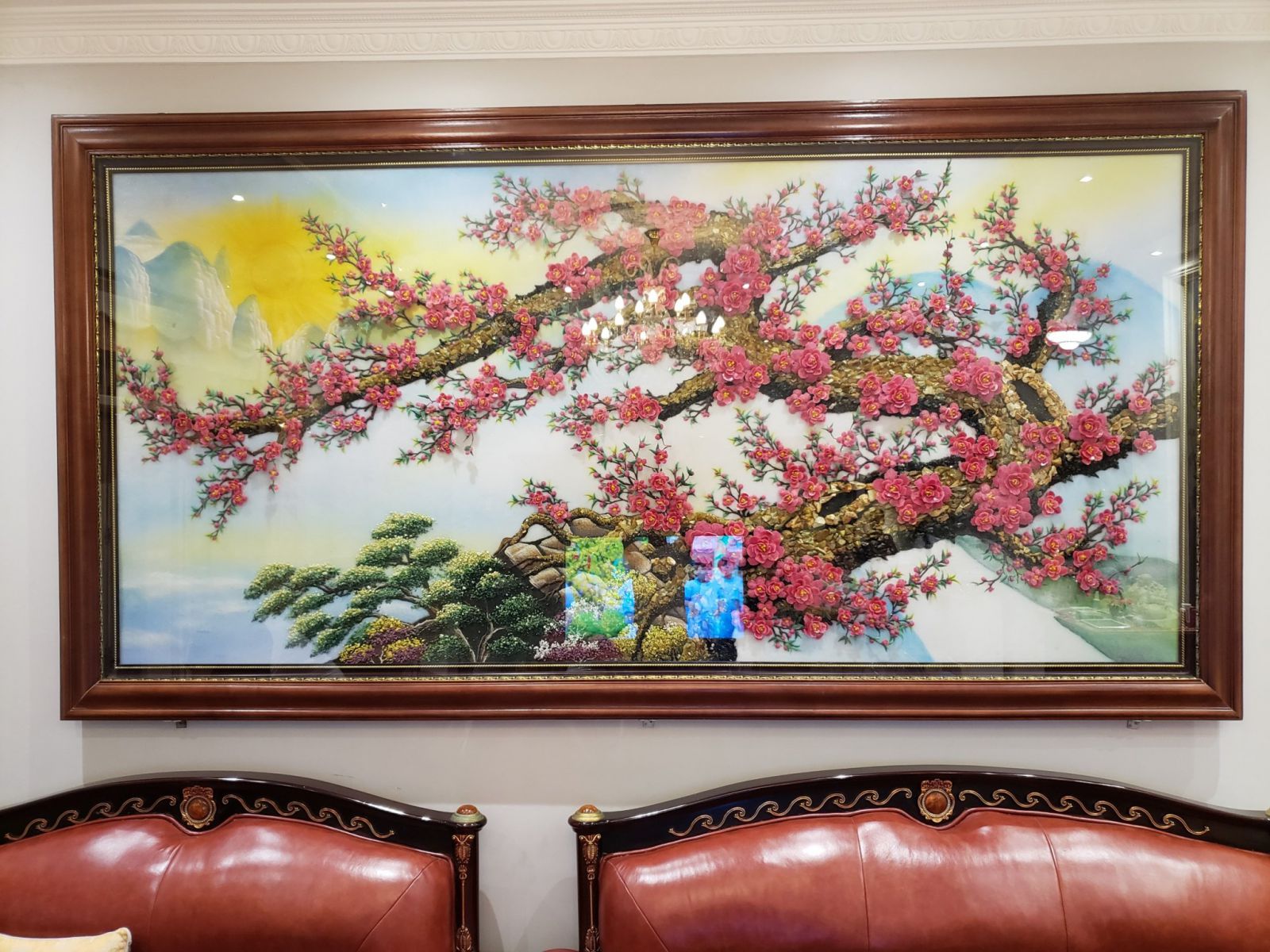 Tranh đá quý hoa đào thế rồng