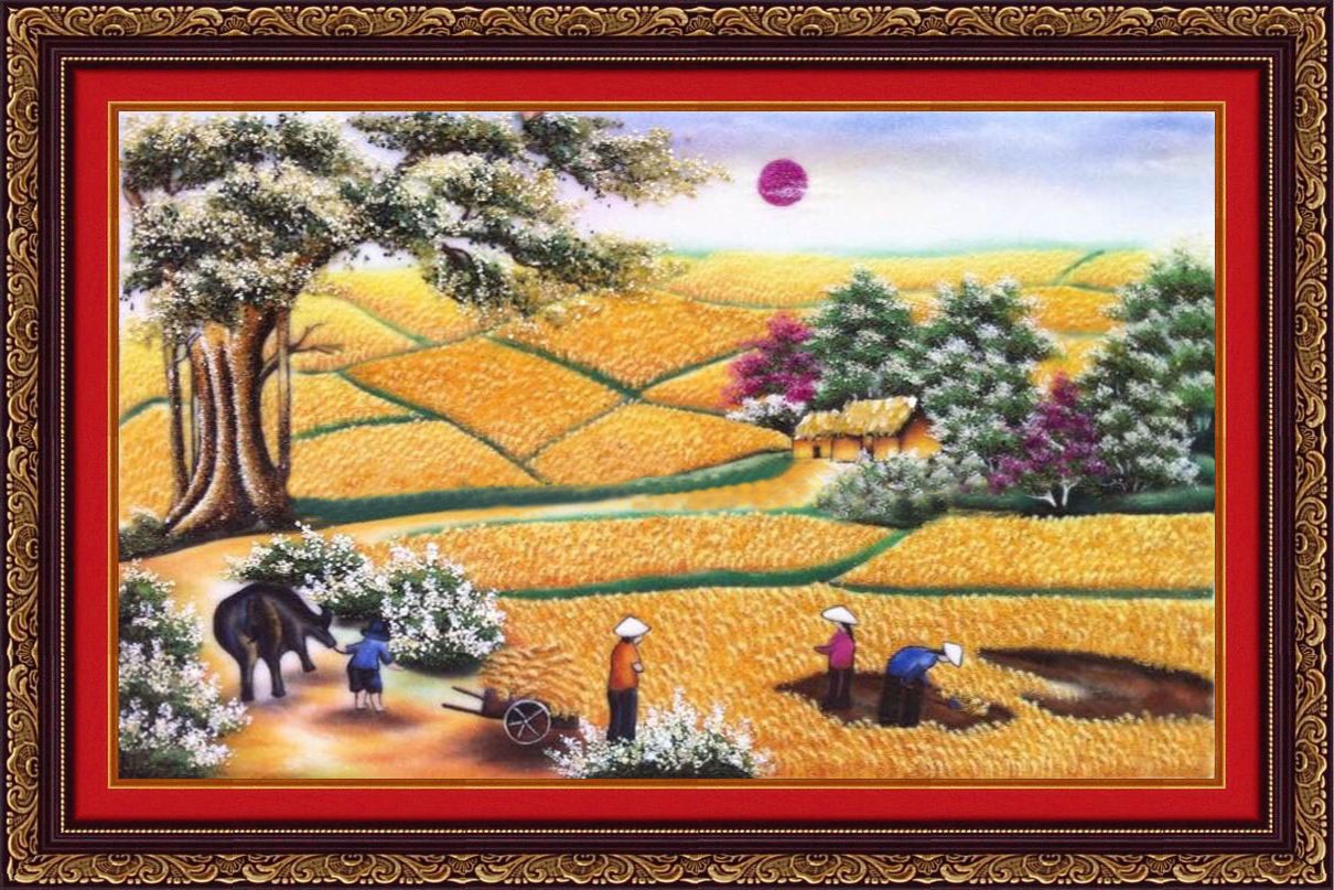 Tranh đá quý làng quê