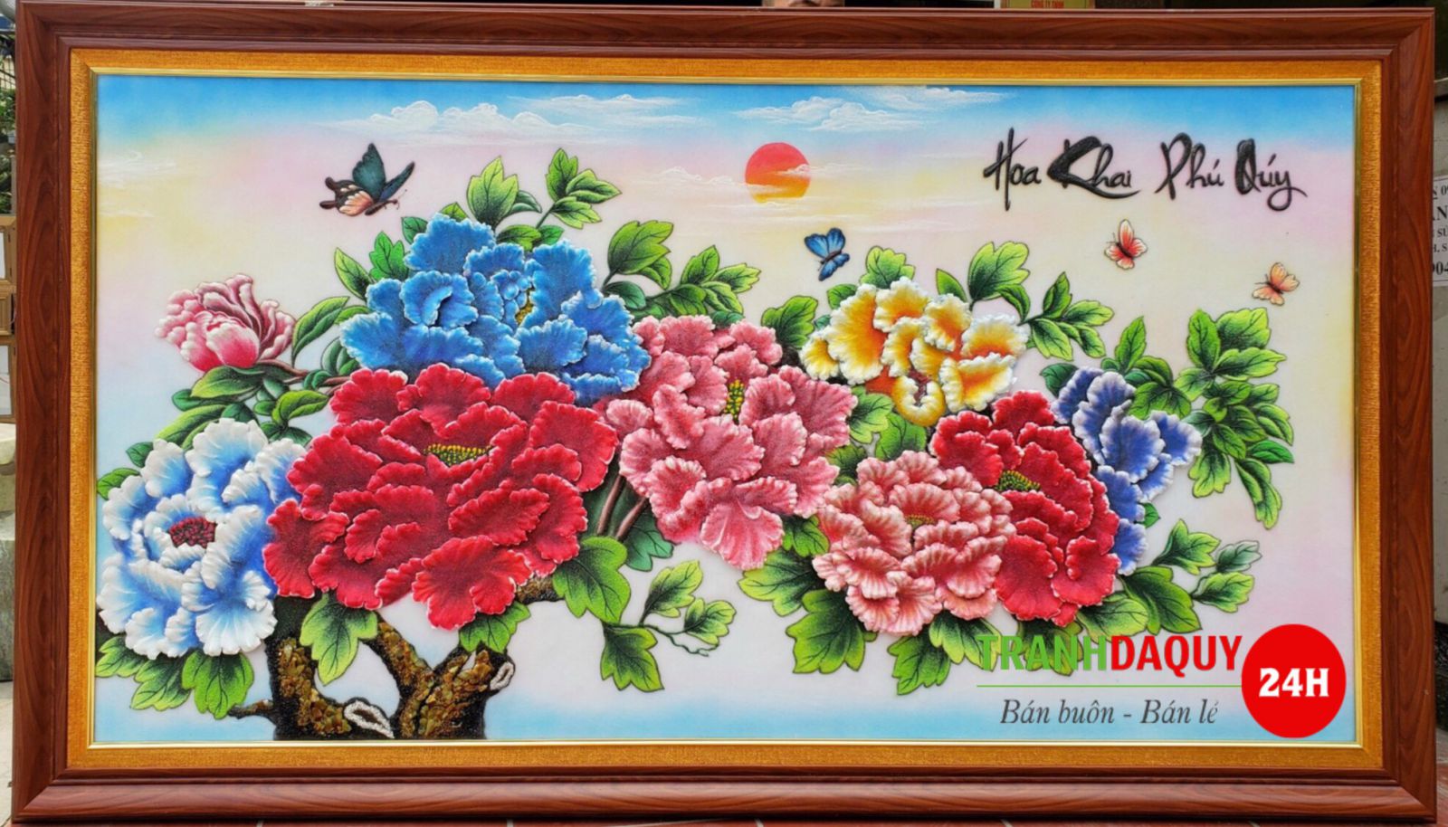 Tranh đá quý hoa mẫu đơn