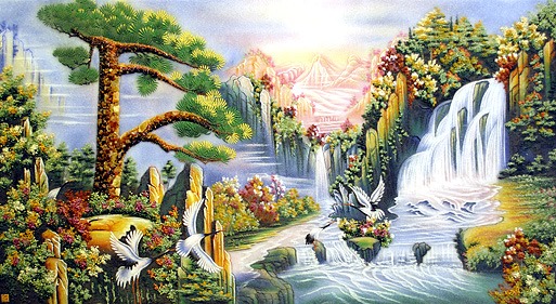 Tranh đá quý sơn thủy hữu tình