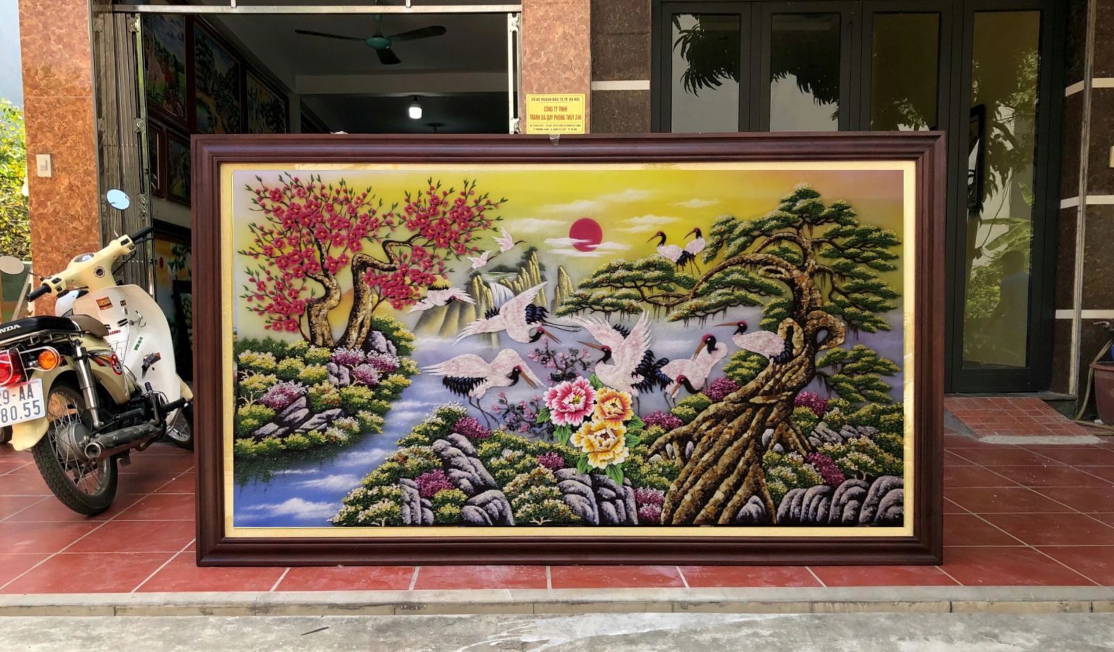 Tranh đá quý bát hạc du xuân