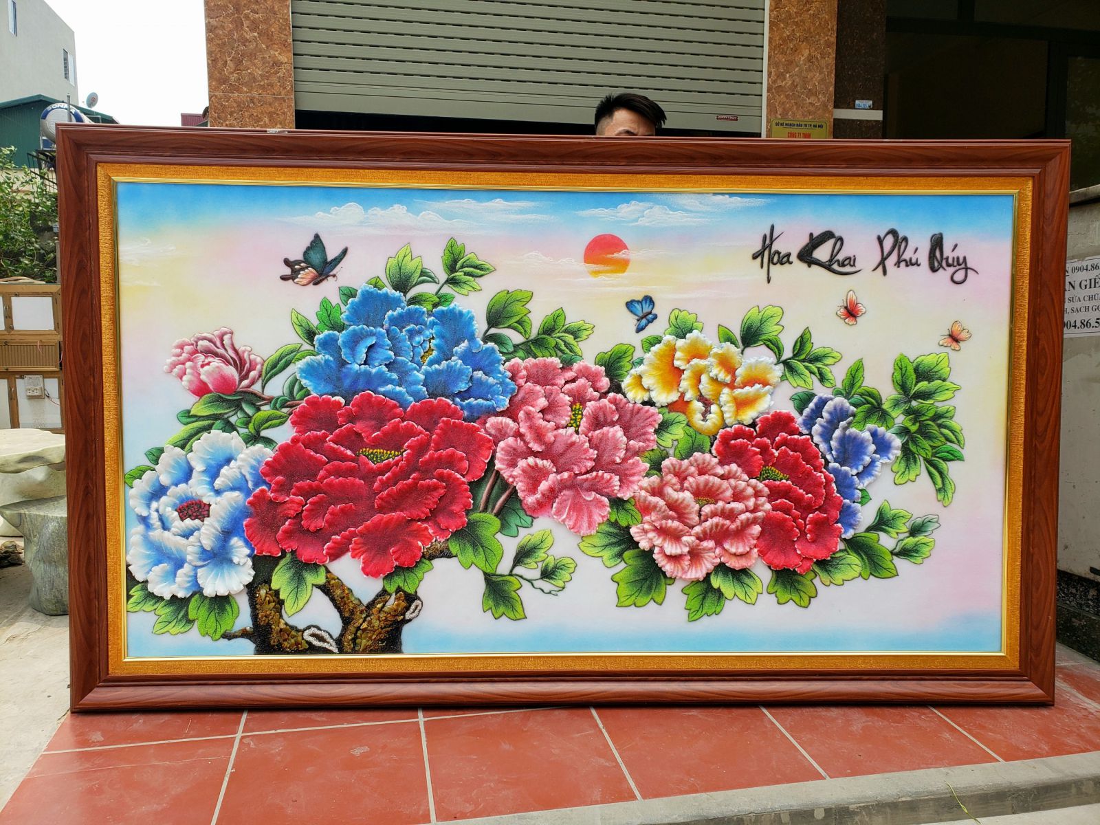 Tranh đá quý hoa mẫu đơn