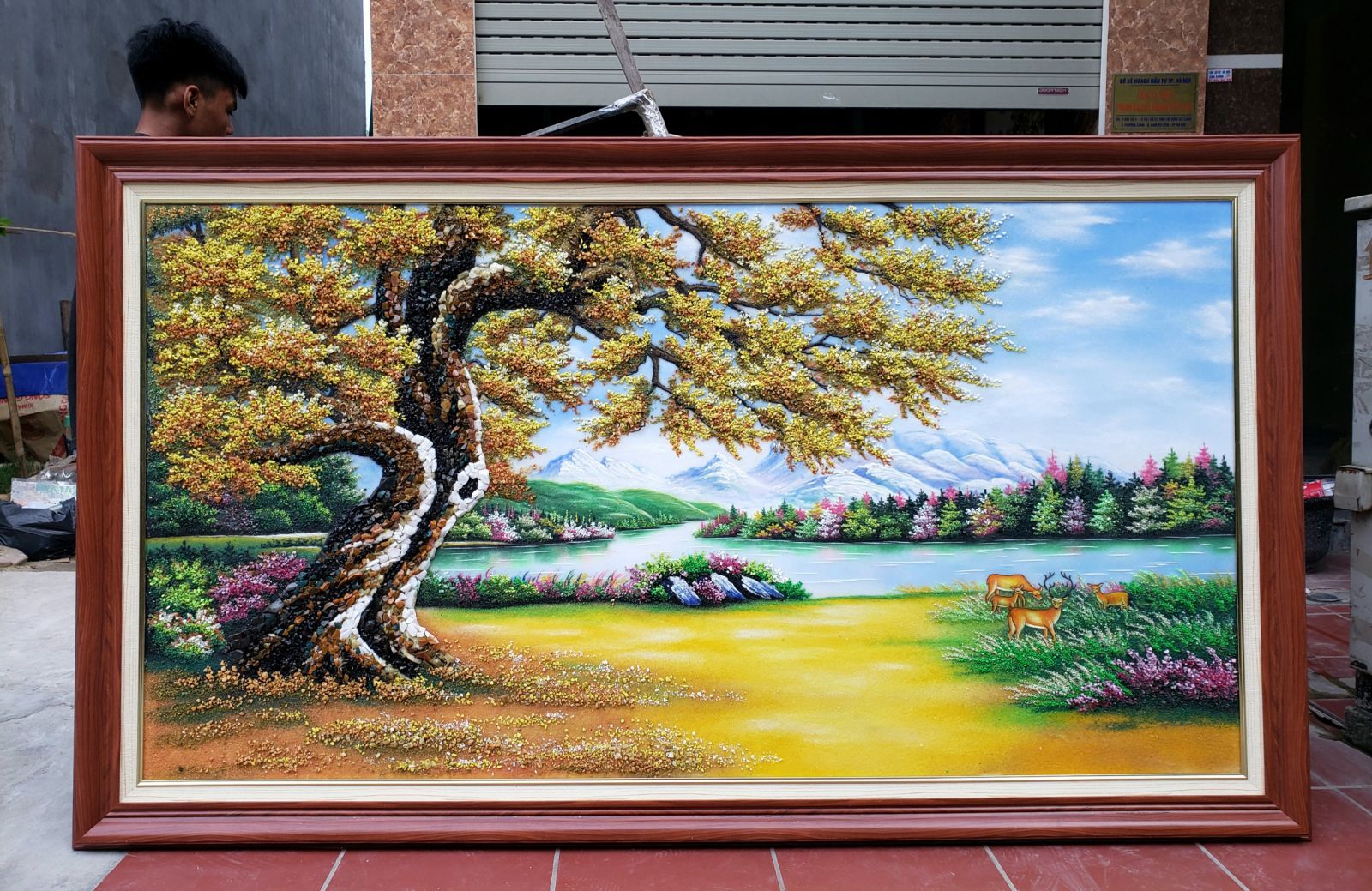 tranh đá quý cây sồi