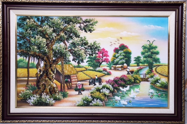 Tranh đá quý làng quê