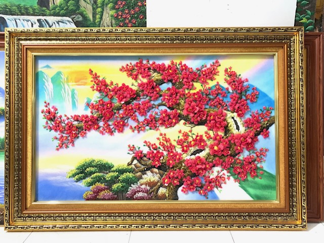 Tranh đá quý hoa đào thế rồng