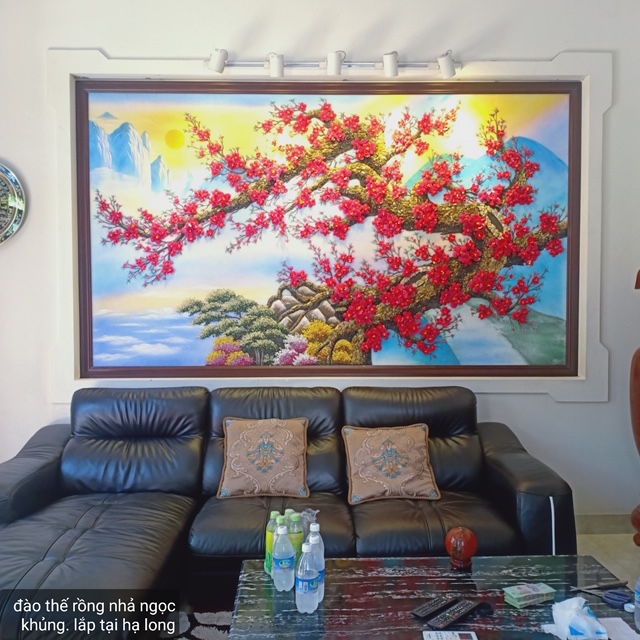 Tranh đá quý hoa đào thế rồng