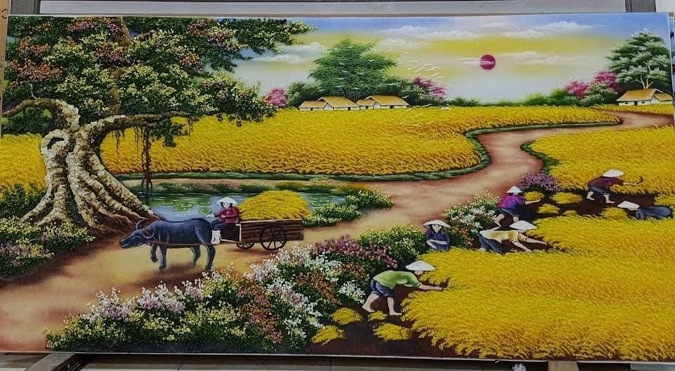 tranh cánh đồng lúa