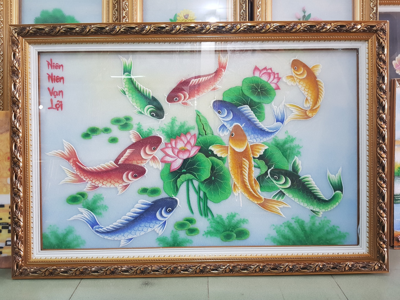Tranh đá quý cá chép