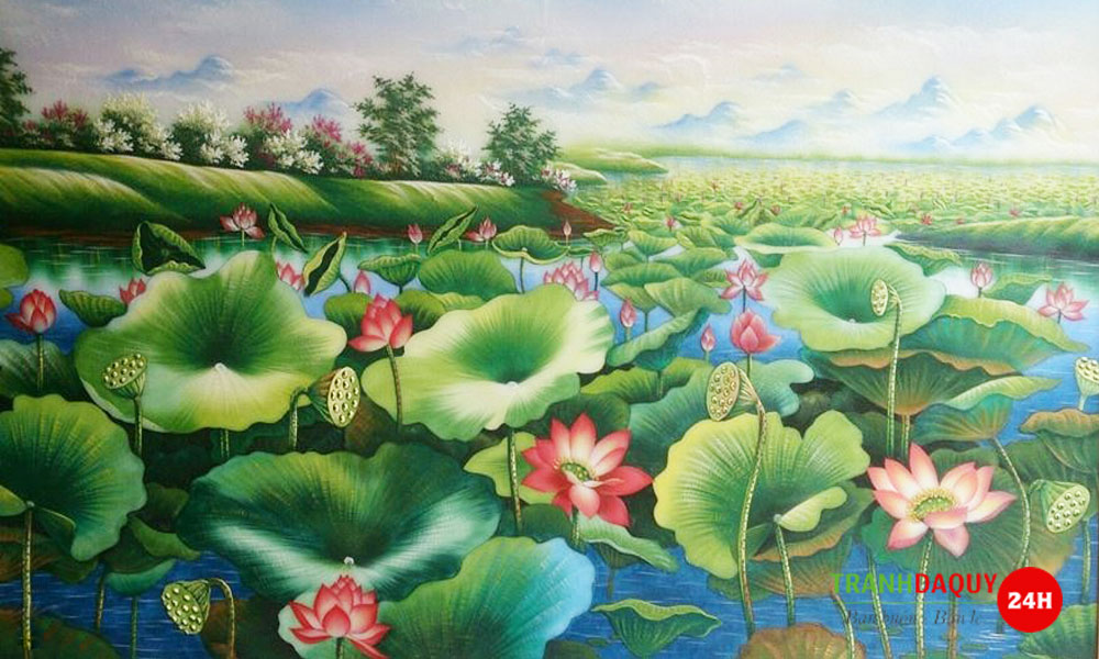 Tranh đá quý đầm hoa sen