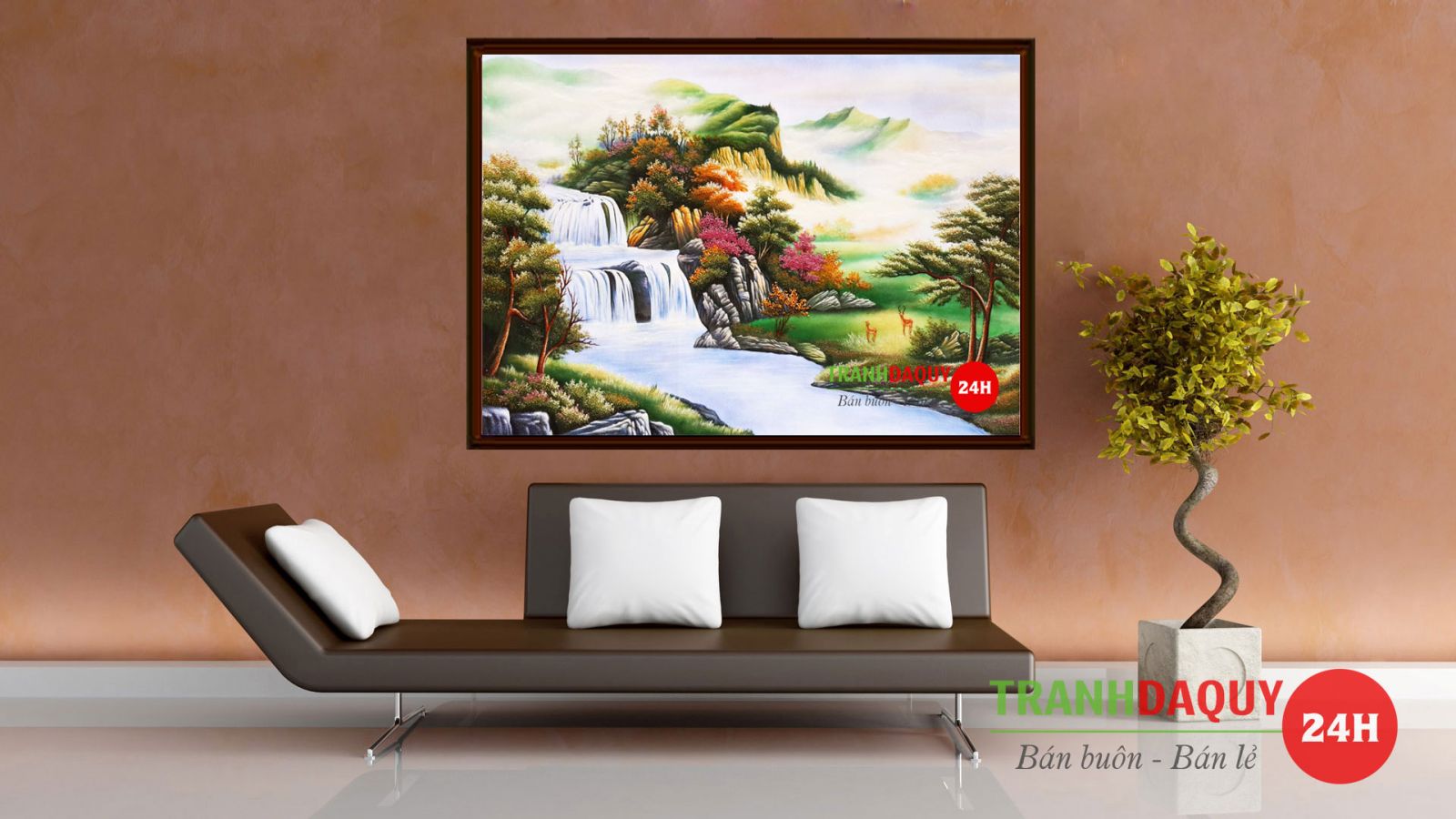 Tranh đá quý phong cảnh thác nước