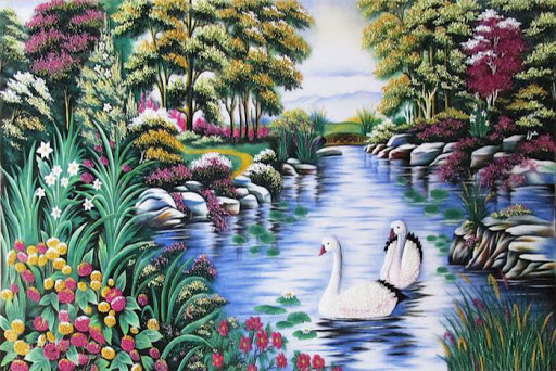 Tranh đá quý đôi thiên nga