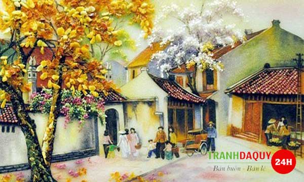 Tranh đá quý phố cổ hà nội N128