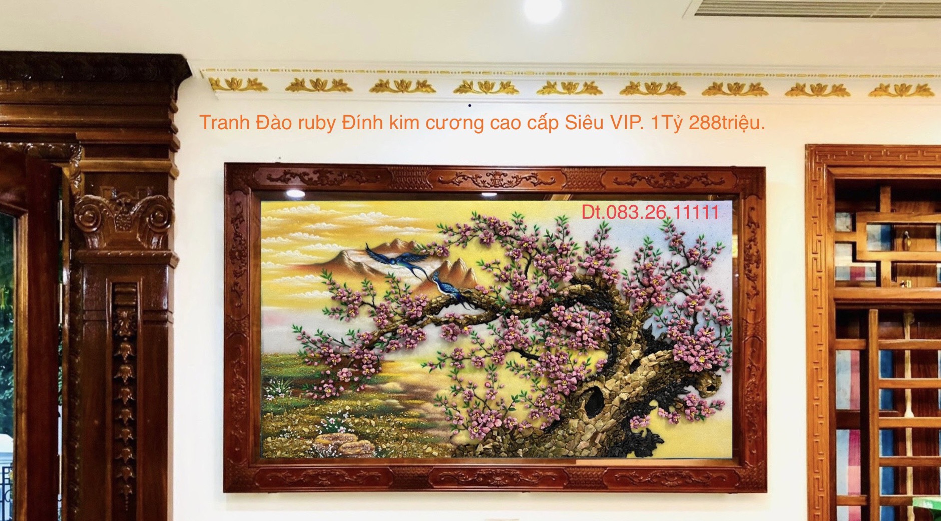 Tranh đá quý ruby dát kim cương TUYỆT ĐỈNH siêu VIP. RB-102  .giá 1.2 tỷ