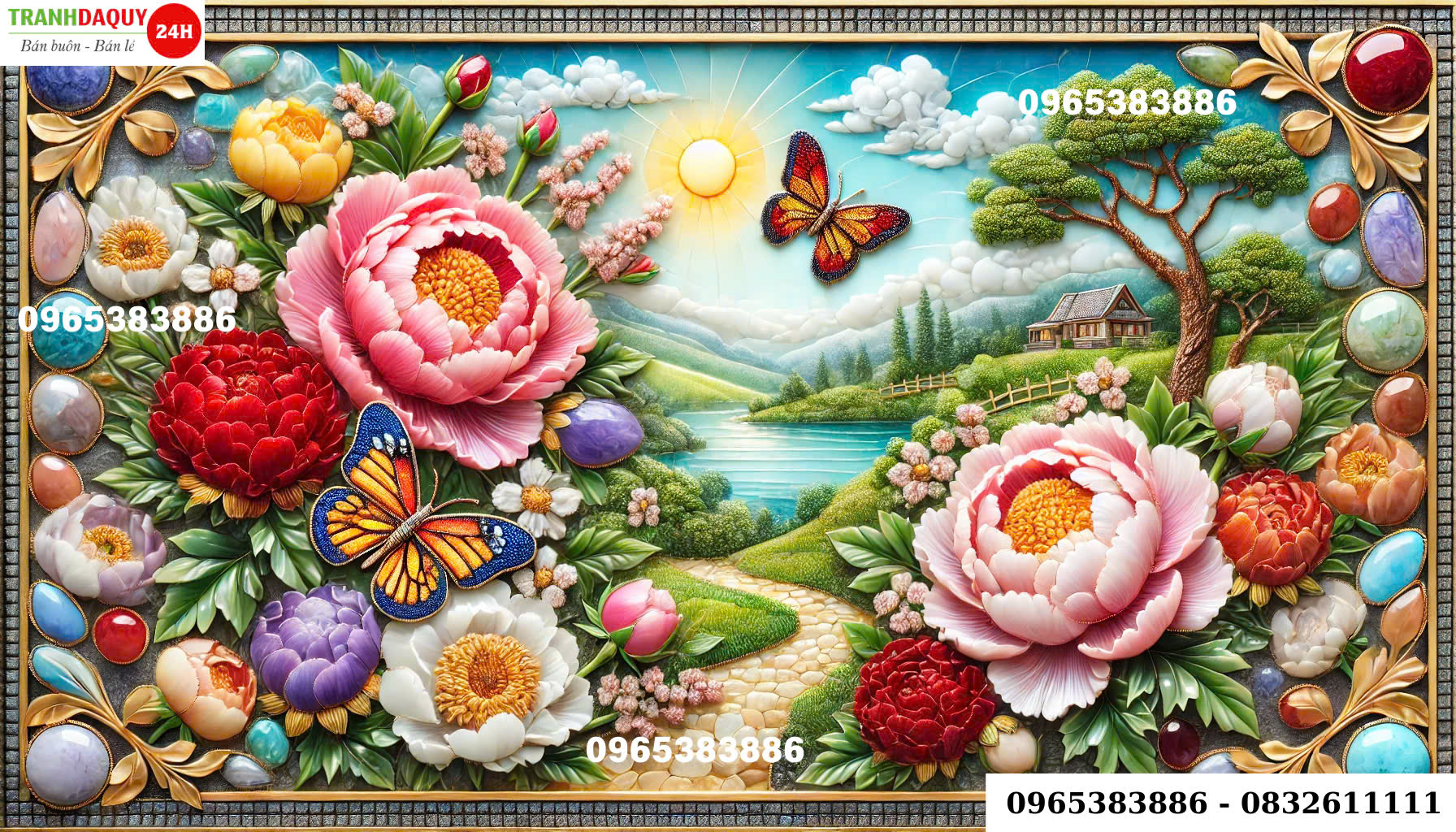 Tranh đá treo phòng khách đẹp nhất PK 01