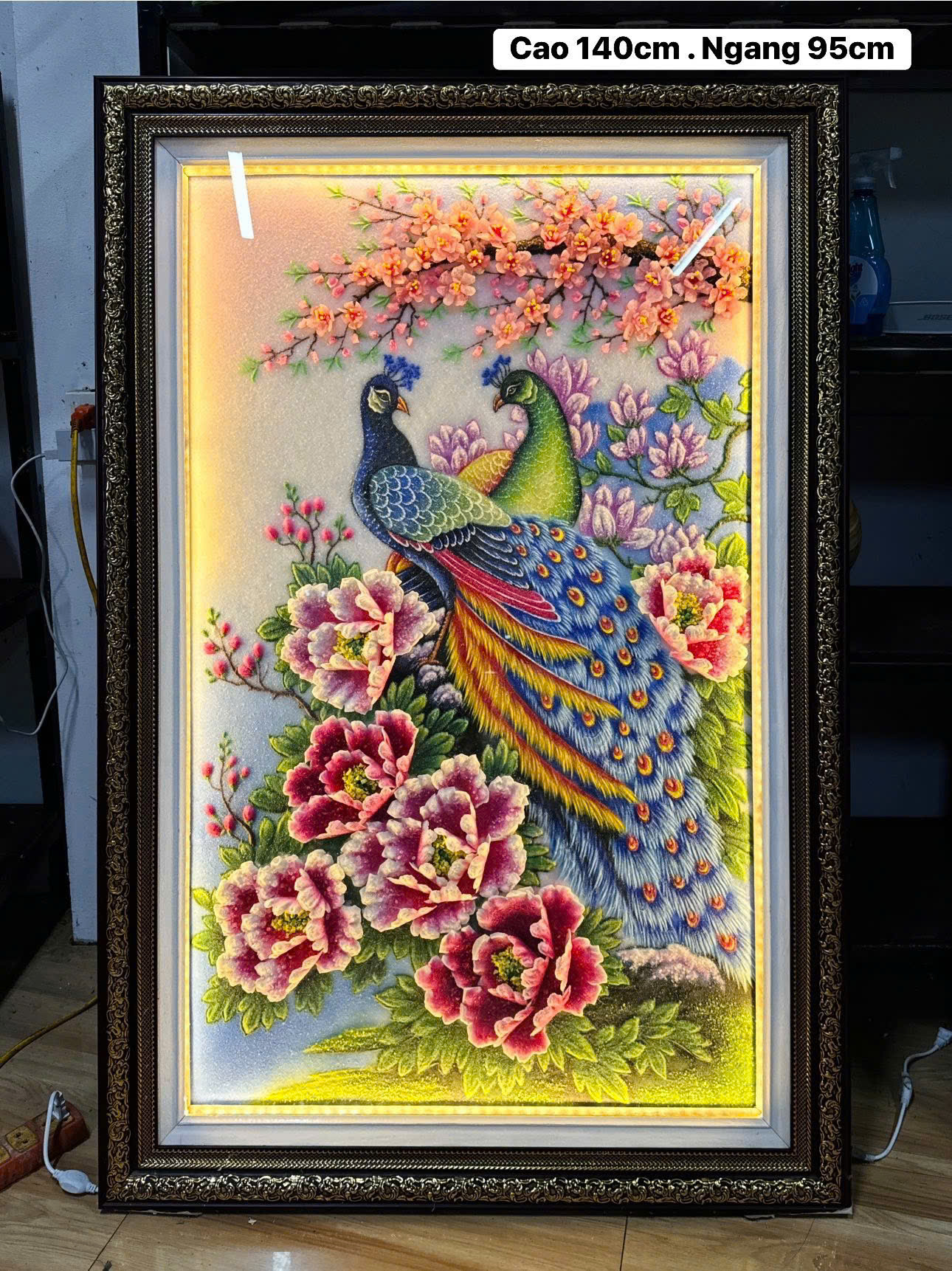 Tranh đá quý đôi trống mái N282