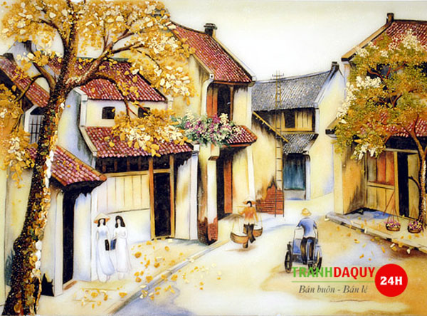 tranh đá quý phong cảnh 5 Tranh đá quý phố cổ Hà Nội PC0005