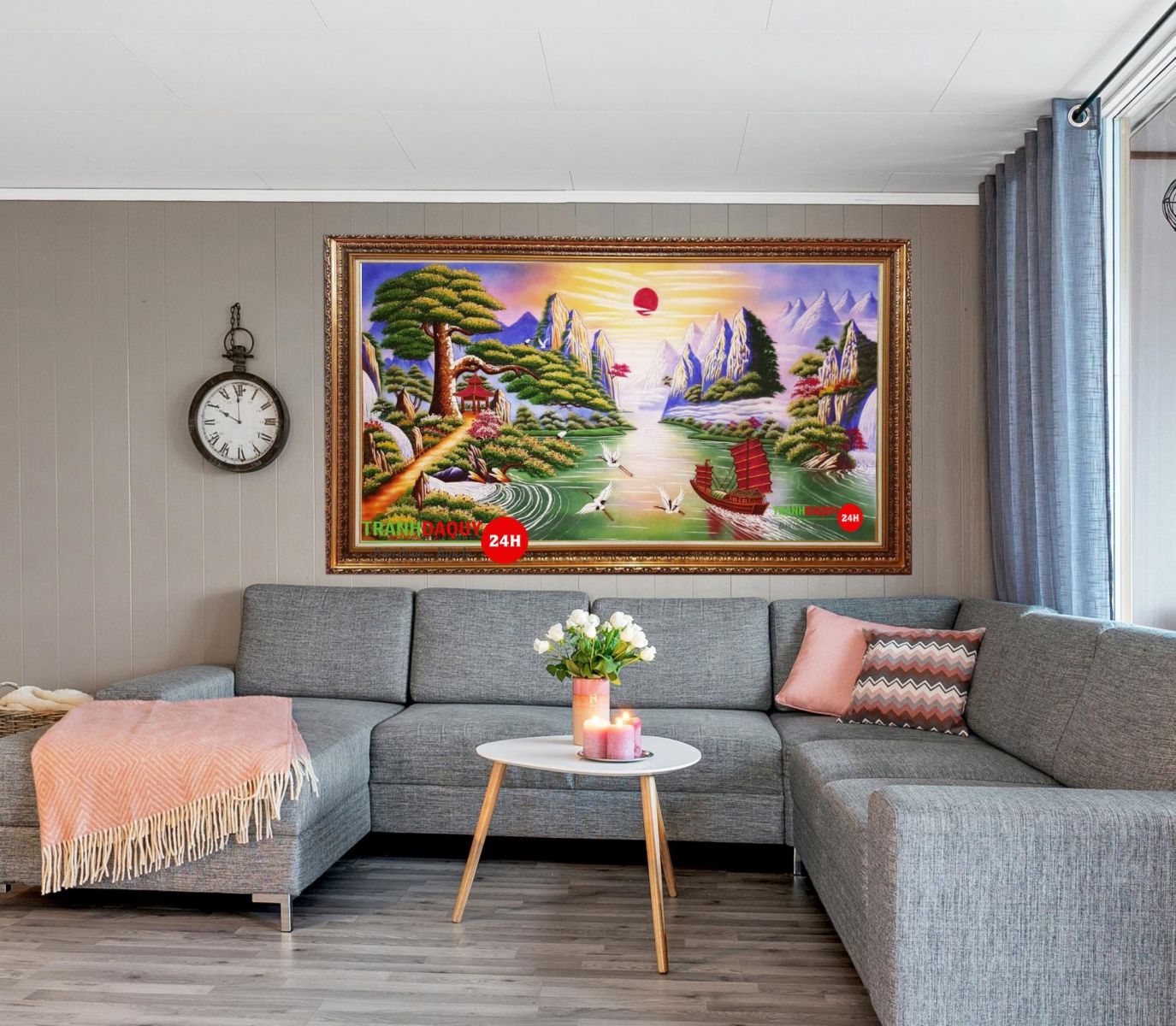 Tranh đá quý thuận buồm xuôi gió