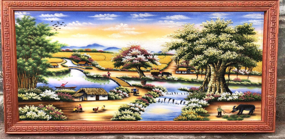 Tranh đá quý làng quê