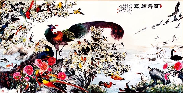 tranh bách điểu triều phụng đẹp nhất