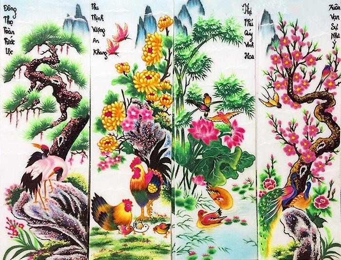 Tranh đá quý xuân hạ thu đông