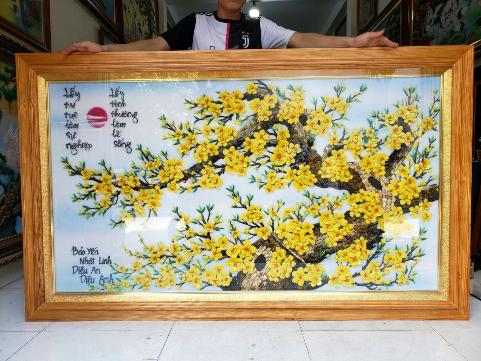 Tranh đá quý hoa mai vàng