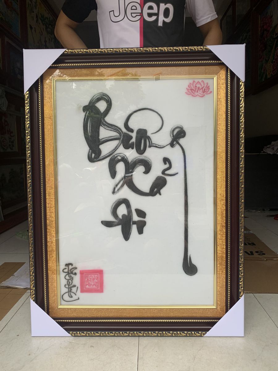 Tranh đá quý thư pháp Buông Xả Đi