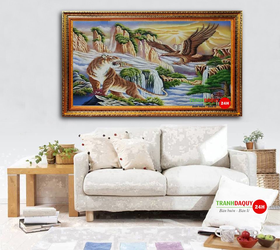 Tranh đá quý hổ và đại bàng