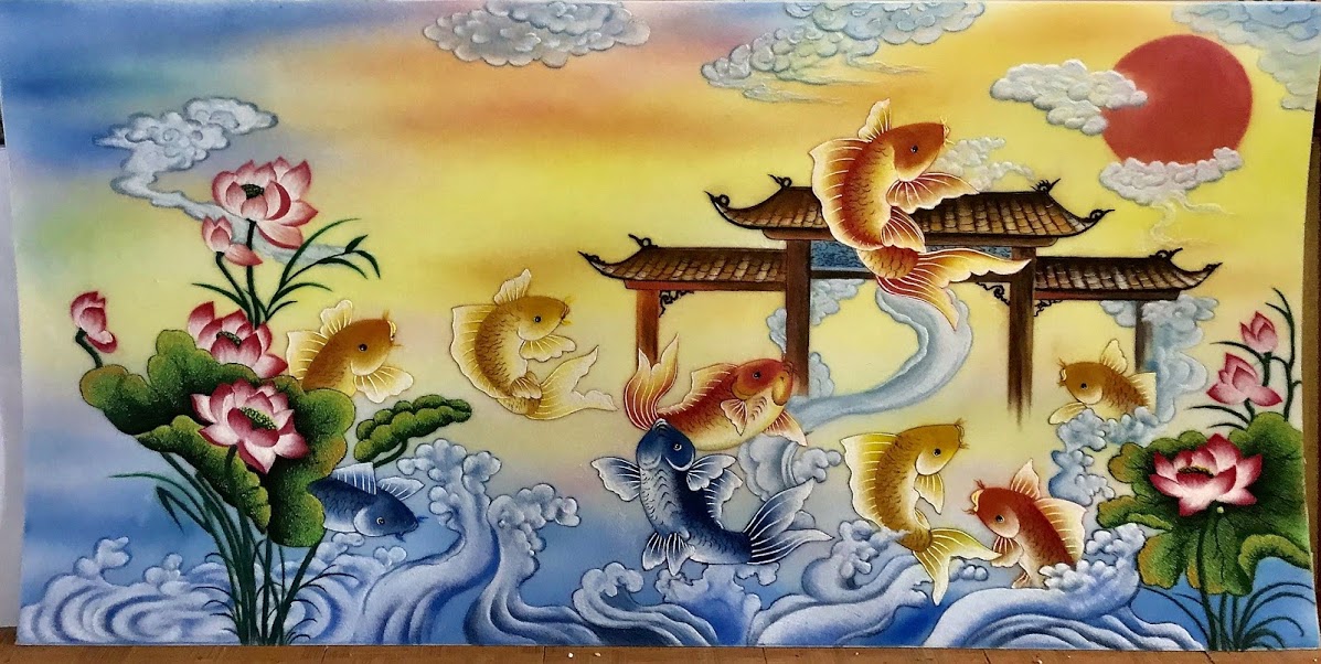 Tranh đá quý cá chép tuyệt đẹp