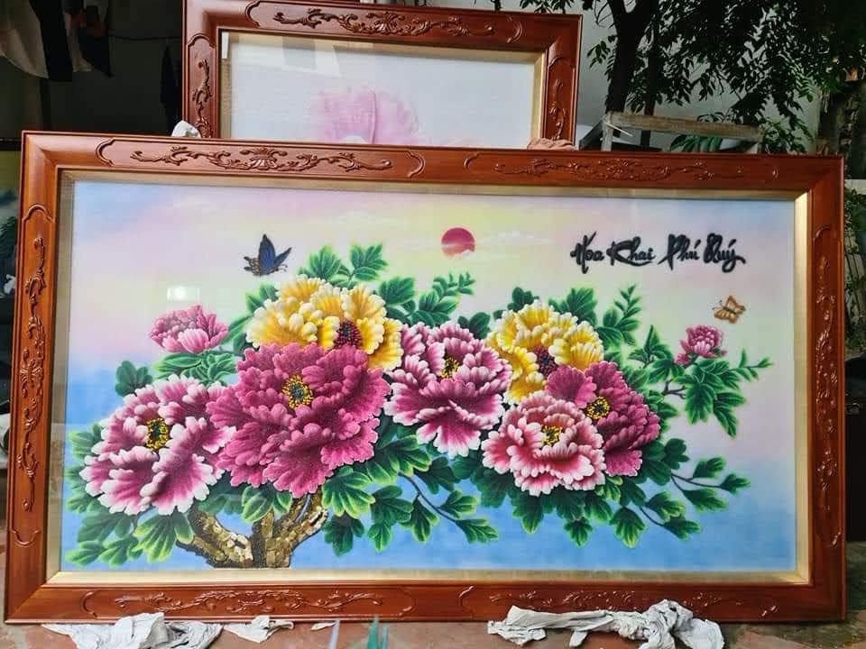 tranh đá quý hoa mẫu đơn đẹp