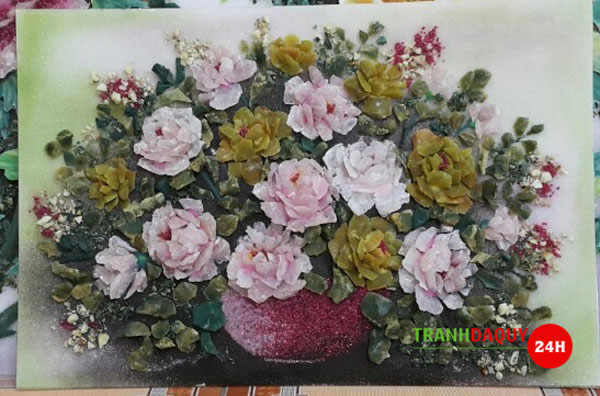 Tranh đá quý lọ hoa xếp