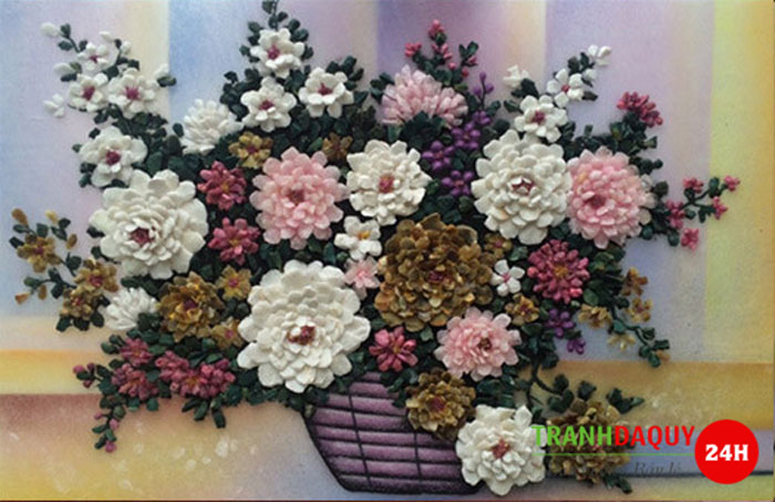 Tranh đá quý lọ hoa xếp