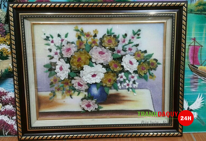 Tranh đá quý lọ hoa xếp