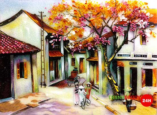 tranh đá quý phố cổ hà nội